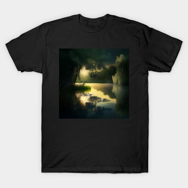 Golden Hour on the Lake Forest T-Shirt by D3monic